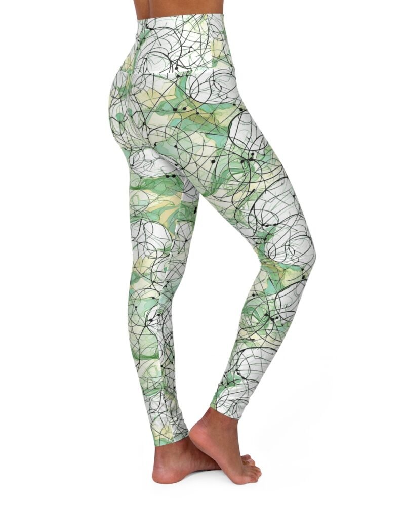 Green swirls - swirly - High Waisted Yoga Leggings
