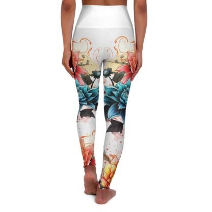 Mandala Flowers - orange blue red yellow - High Waisted Yoga Leggings - Image 3