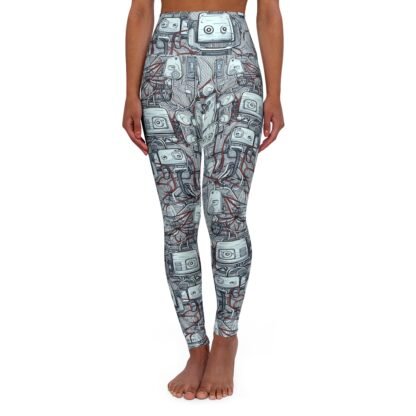 Square headed robot wires- High Waisted Yoga Leggings - Image 2