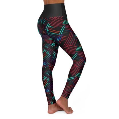 retro Cross hatch - Black waist - High Waisted Yoga Leggings