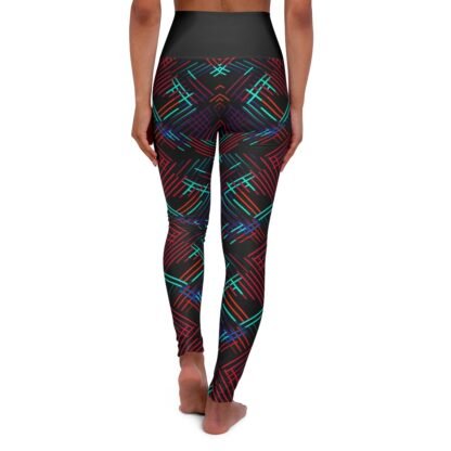 retro Cross hatch - Black waist - High Waisted Yoga Leggings - Image 3