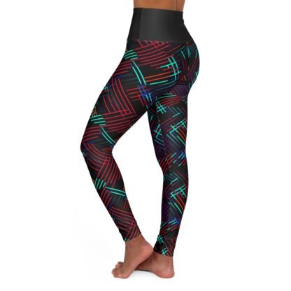 retro Cross hatch - Black waist - High Waisted Yoga Leggings - Image 4