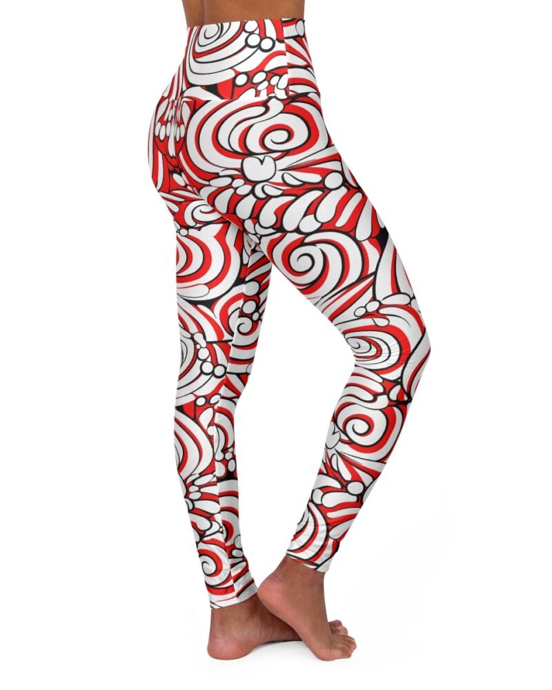 Christmas Baroque - candy cane crazy - corrupted swirls - High Waisted Yoga Leggings