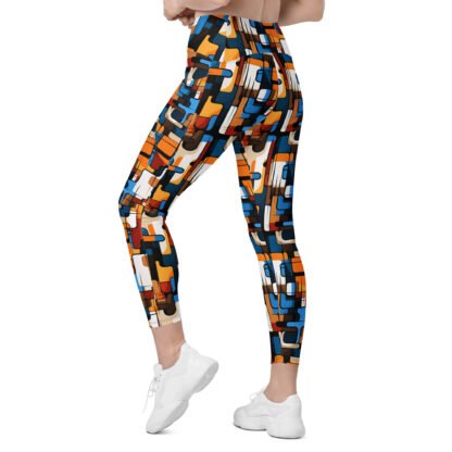 60s Retro Smooth Squares leggings with pockets - Image 8