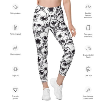 Eyes of Doom Halloween– Leggings with pockets - Image 2