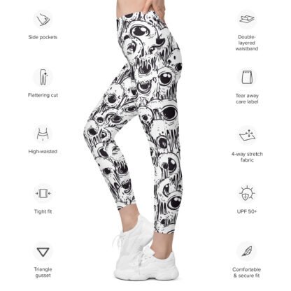 Eyes of Doom Halloween– Leggings with pockets - Image 3